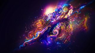 Colorful abstract black swirly fire - vibrant color line free wallpaper
