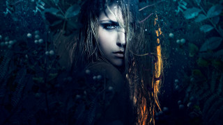 Blue eyes forest flower hair - a forest free wallpaper for desktop