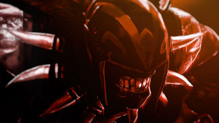 Helmeted red suit man glowing - man free wallpaper