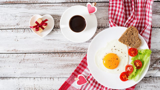 Plate eggs toast tomatoes coffee - egg free wallpaper