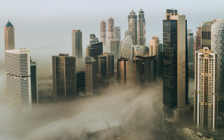 City fog neoism architecture bridge - the air above free wallpaper for desktop