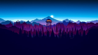 Mountain tower fullmoon night sky - dan mumford free wallpaper