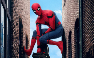 Spiderman hanging cityscape rooftop sky - imax 70 mm footage free wallpaper