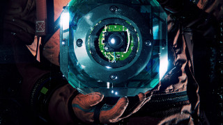 Man holding green object cyberpunk - inside free wallpaper