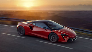 Red sports car mountain road 15 - a road near a mountain range free wallpaper