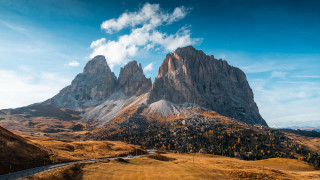 Mountain road trees clouds sky - carlo carlone free wallpaper