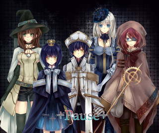 Anime girls group black background 2 - a caption free wallpaper for desktop