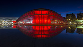 Red lake city night abstract - imax free wallpaper