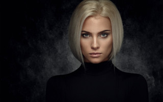 Blonde woman black shirt dark - a black shirt free wallpaper