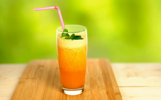 Orange juice glass straw wooden - a straw free wallpaper