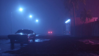 Wet street night palm synthwave - synthwave style free wallpaper