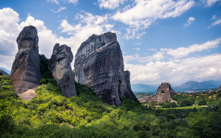 Rock hillside clouds blue sky - constantine andreou free wallpaper