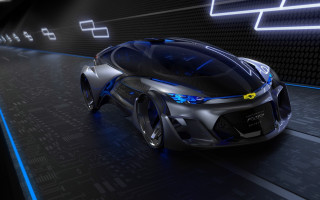 Futuristic car neon lights dark - blue line free wallpaper