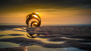 Beach sunset abstract sculpture ocean - rim light free wallpaper