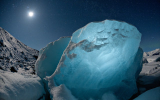 Iceberg snowy mountain fullmoon stars - amir zand free wallpaper