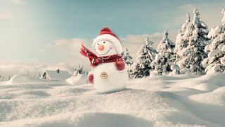 Snowman red scarf hat winter - a red scarf free wallpaper