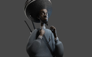 Afrofuturism black woman hat cane - a grey background free wallpaper