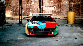 Colorful car popart brick wall - a parking lot next free wallpaper