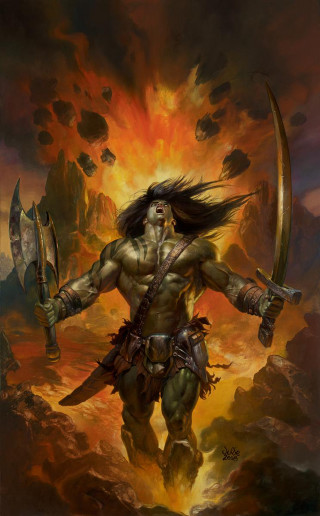 Man sword demon back painting 4 - free fantasy wallpaper for mobile