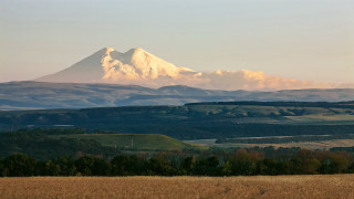 Mountain snow peak trees field 2 - landscape free wallpaper
