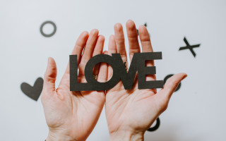 Love hands paper letterism gradient - two hand free wallpaper