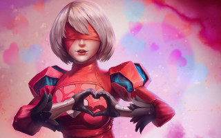 Woman red heart pink purple - a red outfit holding free wallpaper