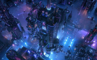 Futuristic city lights night cyberpunk - cyberpunk city free wallpaper
