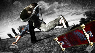 Skateboarder trick air board background - foto realistic free wallpaper