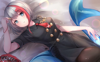 Red haired blue eyed ai - a red headband free wallpaper