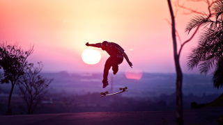 Skateboard jump sunset silhouette person - fabien charuau free wallpaper