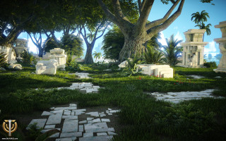 Stone garden trees rocks path - the background and a path free wallpaper