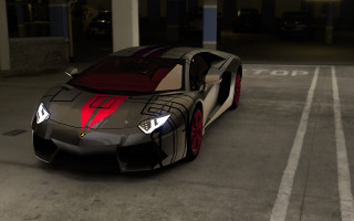 Night parking bauhaus red stripe - a red stripe free wallpaper