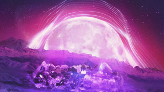 Mountain moon starry sky city - cosmic free wallpaper