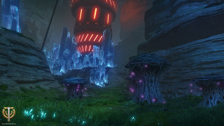 Futuristic landscape building trees background - a futuristic landscape free wallpaper