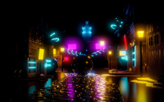 Neon alley reflection cityscape night - unreal engine 5 free wallpaper