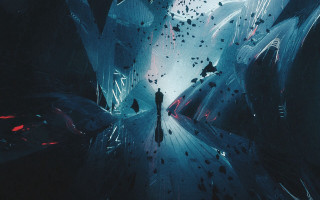 Tunnel walking blue light cyberpunk - a tunnel free wallpaper