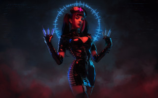 Futuristic woman neon lights cyberpunk - cyberpunk style free wallpaper
