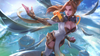 Woman sword costume clouds league - her hand and a sky background free wallpaper