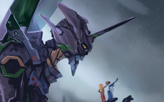 Giant robot horns hill astronaut - mecha free wallpaper for desktop