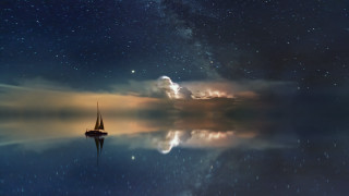 Sailboat night sky stars clouds - a sailboat free wallpaper