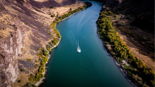Mountain river boat tiltshift nature - david boyd free wallpaper
