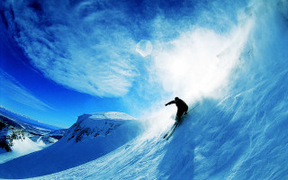Skiing snowy mountain blue sky - winter free wallpaper