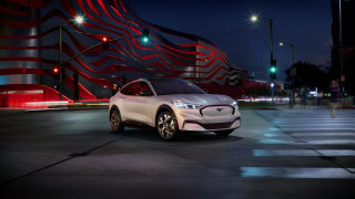 White electric car night red - electric free wallpaper