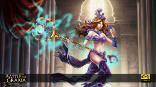 Woman purple outfit sword ball - a flame free wallpaper