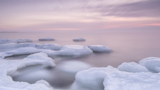 Ice rocks water sky mountains - ice free wallpaper