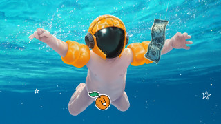 Yellow suit man floating underwater - floating free wallpaper