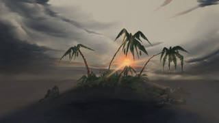 Sunset palm trees cloudy sky - cyril rolando free wallpaper