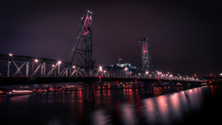 Night bridge city lights ferris - christo free wallpaper