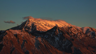 Mountain snowy peak sunset clouds - sunrise free wallpaper