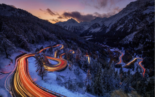 Mountain road night starry sky - the mountain free wallpaper